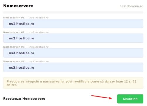 setare NameServere pentru domeniul tau